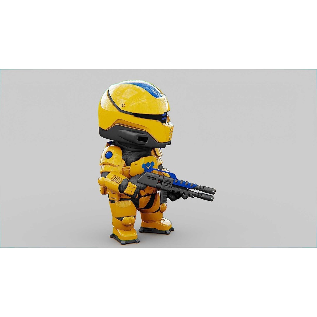Toon Cyber Trooper-B 3D Model – Rigged Sci-Fi Character for Unity & Unreal Engine - View 14