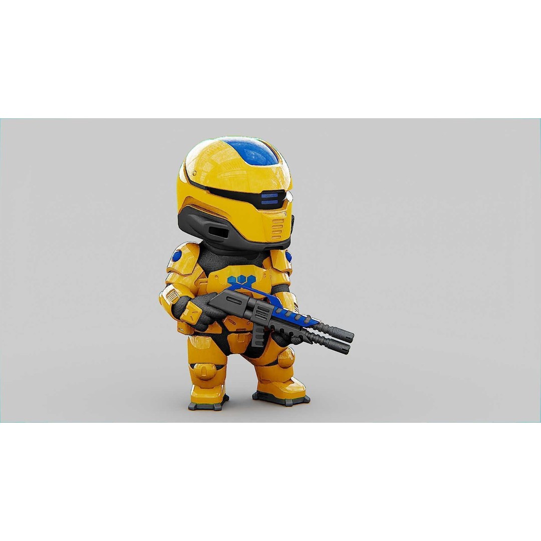 Toon Cyber Trooper-B 3D Model – Rigged Sci-Fi Character for Unity & Unreal Engine - View 15