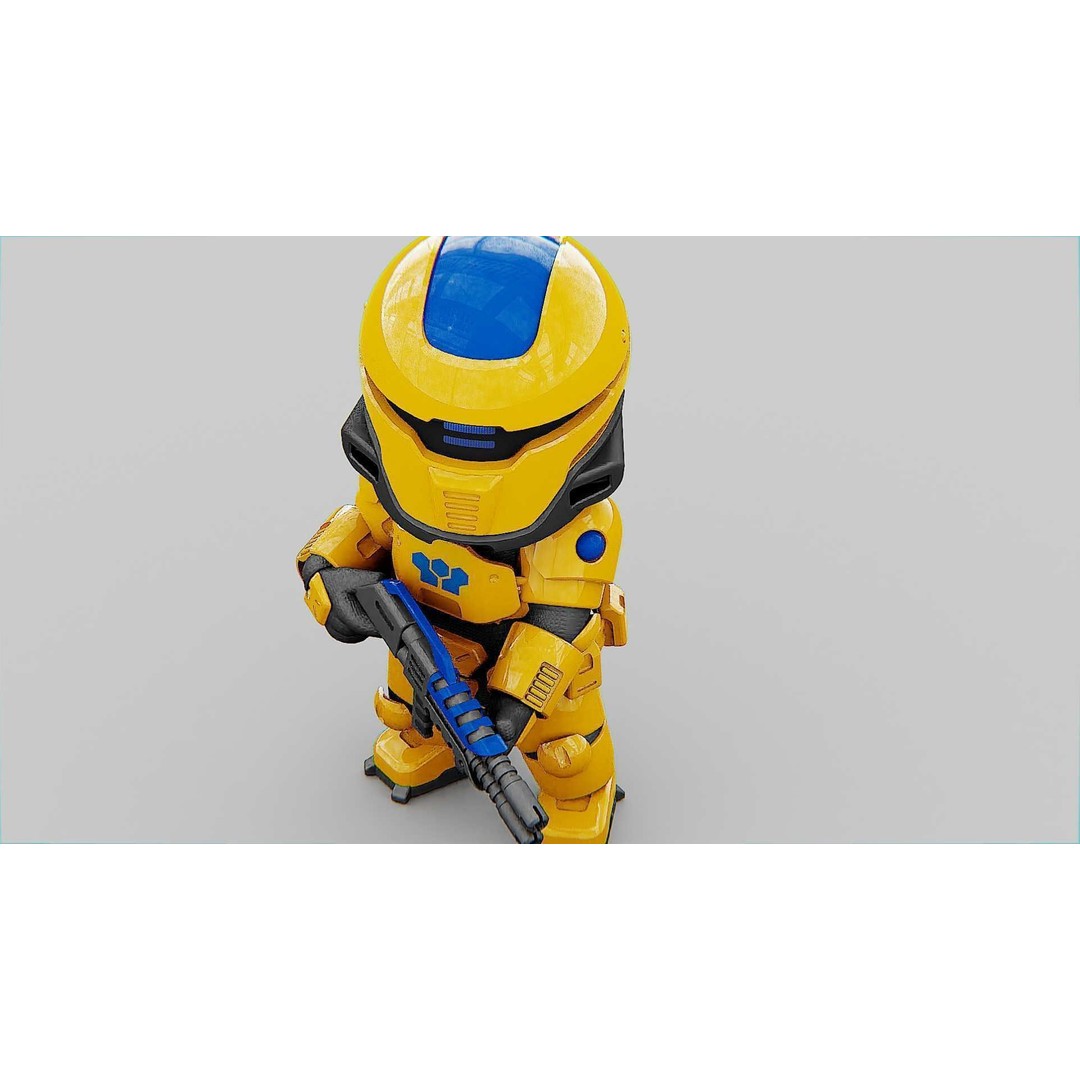 Toon Cyber Trooper-B 3D Model – Rigged Sci-Fi Character for Unity & Unreal Engine - View 20