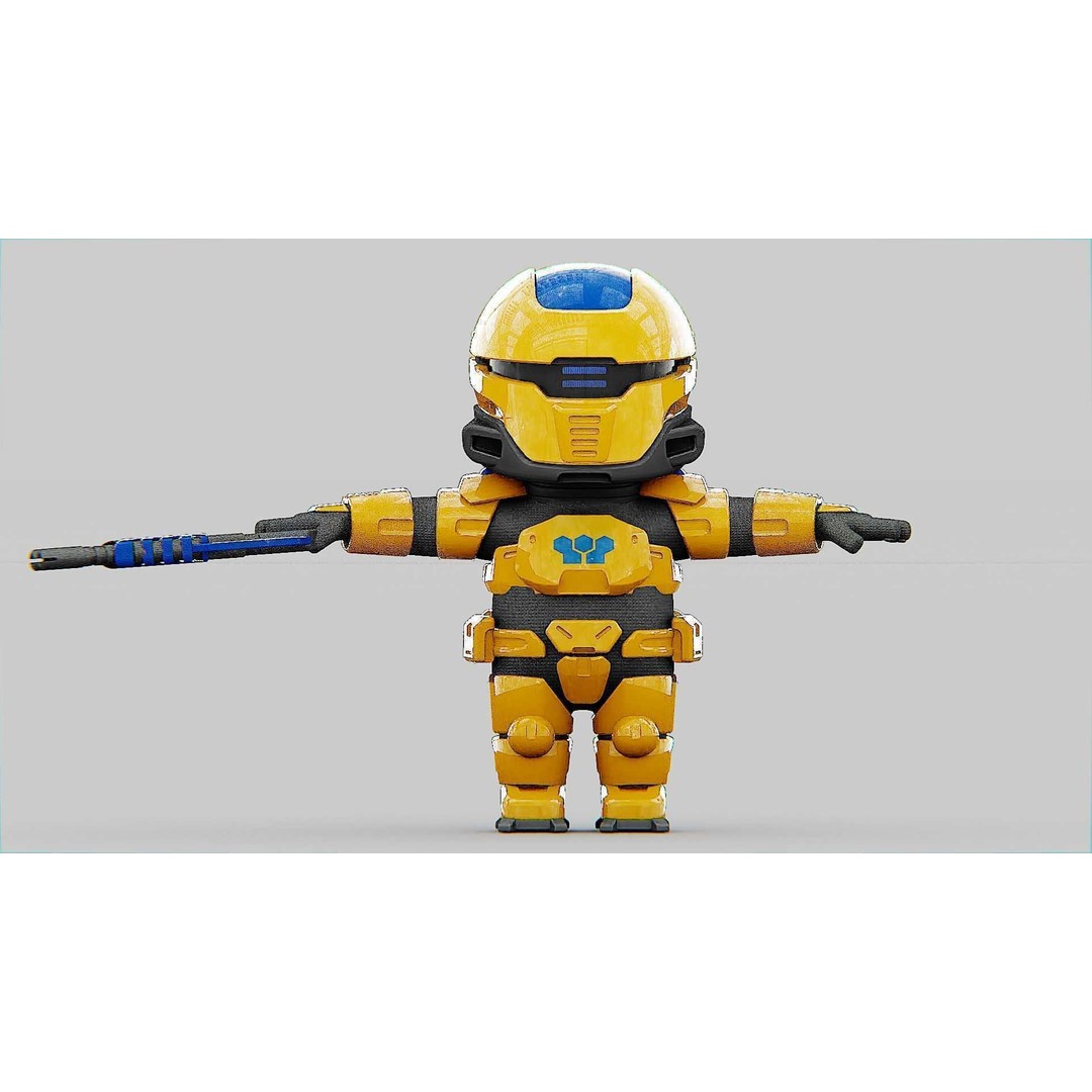 Toon Cyber Trooper-B 3D Model – Rigged Sci-Fi Character for Unity & Unreal Engine - View 24