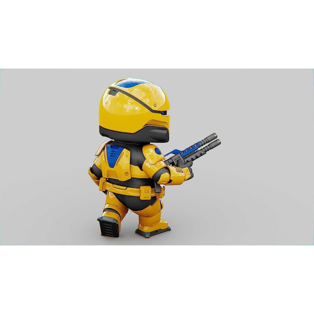 Toon Cyber Trooper-B 3D Model – Rigged Sci-Fi Character for Unity & Unreal Engine - View 28
