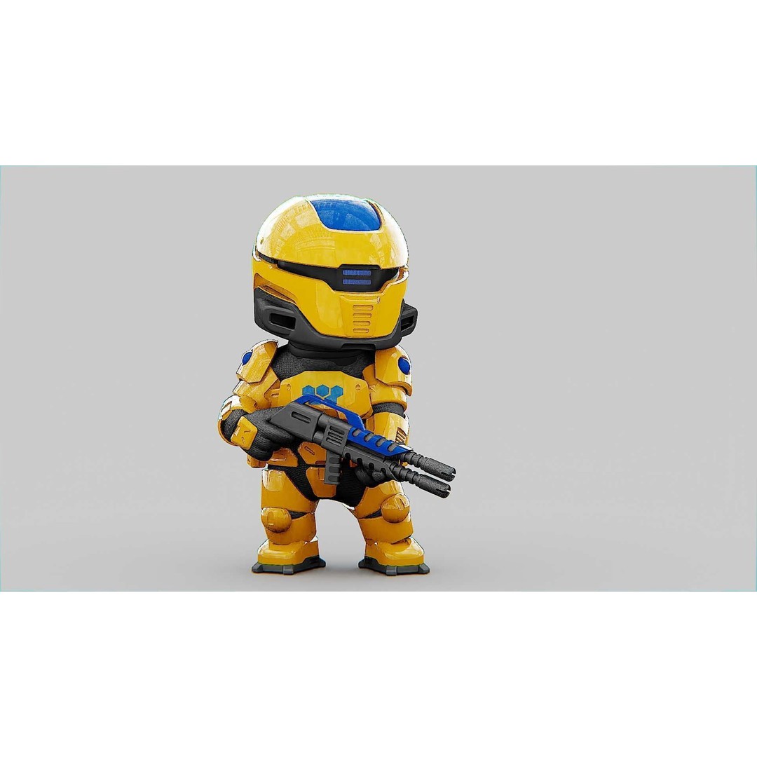Toon Cyber Trooper-B 3D Model – Rigged Sci-Fi Character for Unity & Unreal Engine - View 3