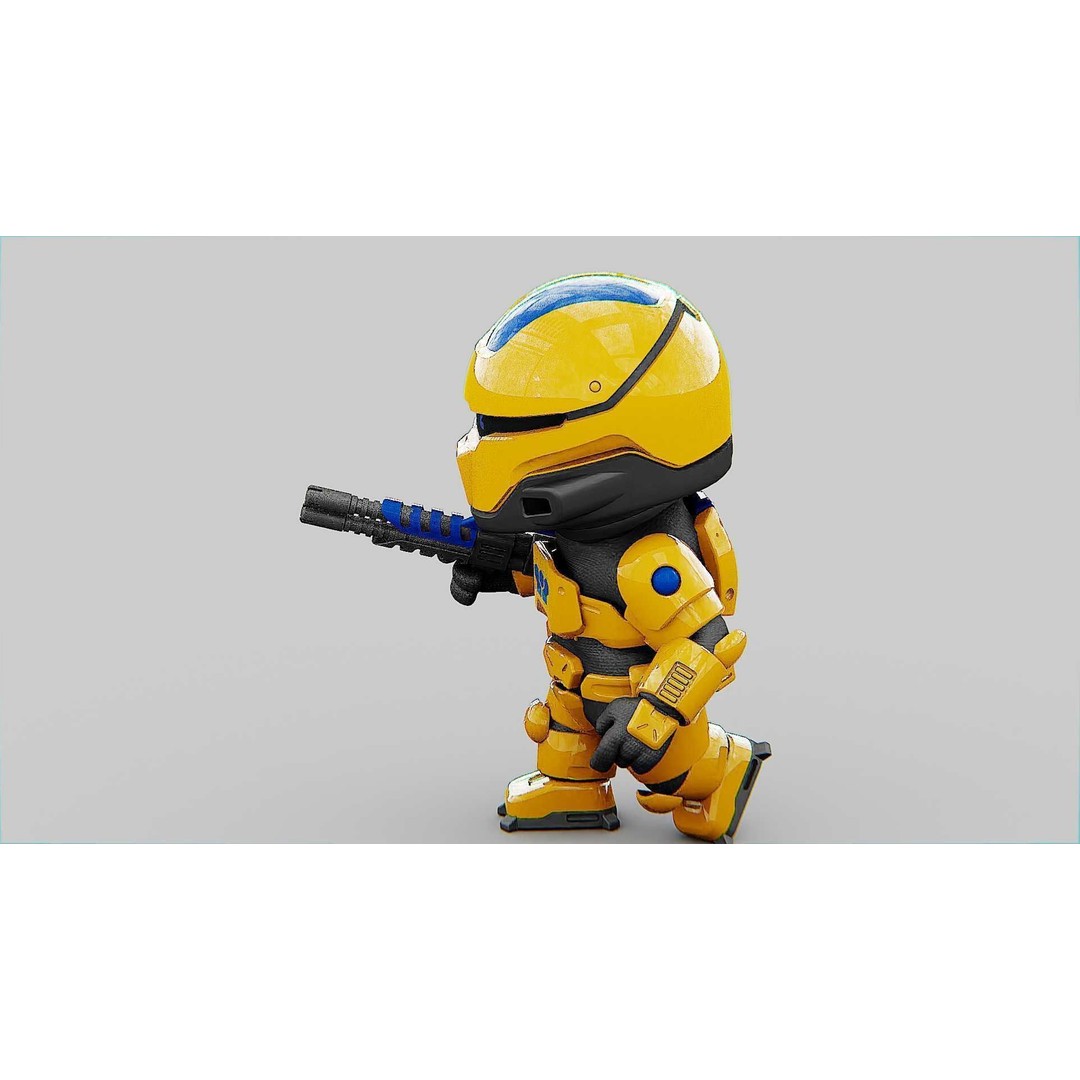 Toon Cyber Trooper-B 3D Model – Rigged Sci-Fi Character for Unity & Unreal Engine - View 30