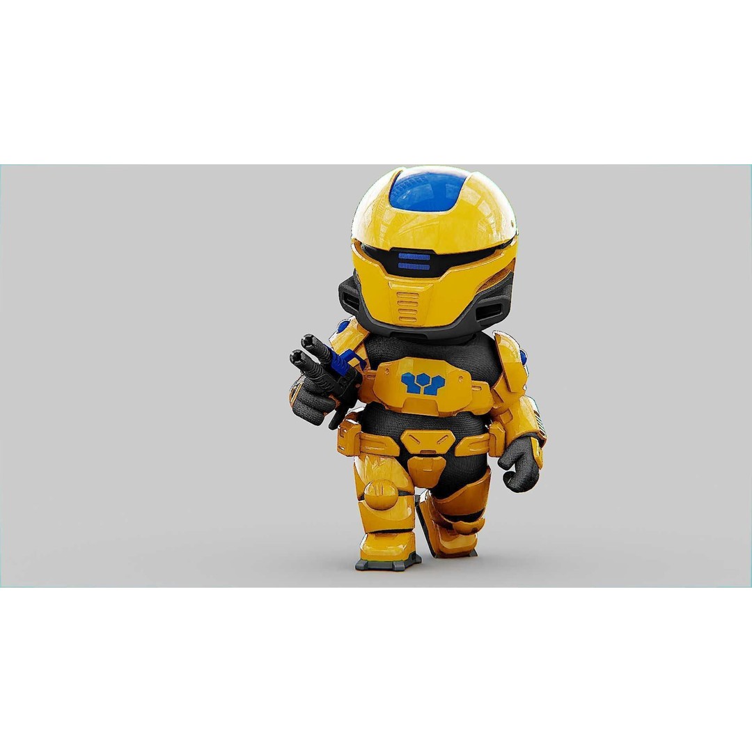Toon Cyber Trooper-B 3D Model – Rigged Sci-Fi Character for Unity & Unreal Engine - View 32