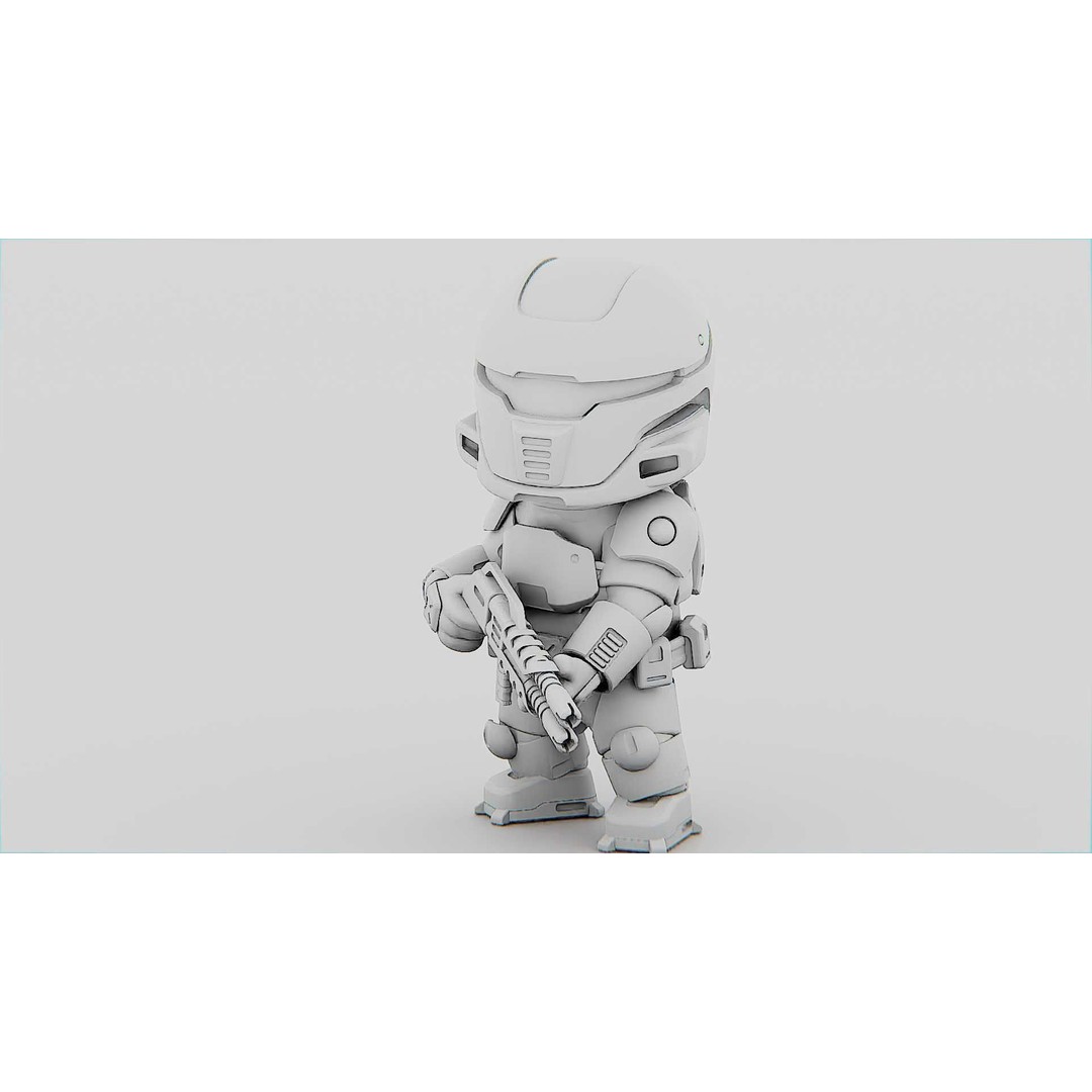 Toon Cyber Trooper-B 3D Model – Rigged Sci-Fi Character for Unity & Unreal Engine - View 33