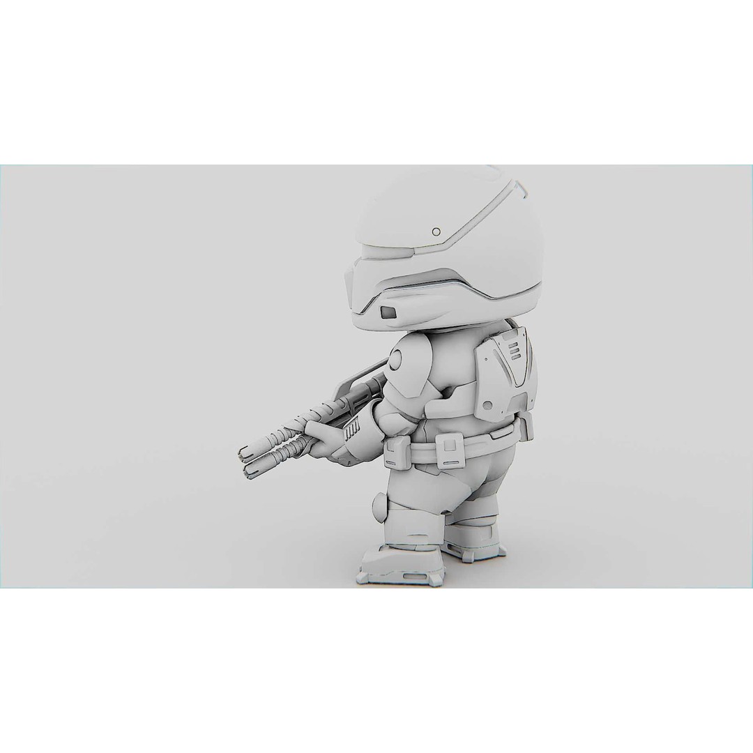 Toon Cyber Trooper-B 3D Model – Rigged Sci-Fi Character for Unity & Unreal Engine - View 34