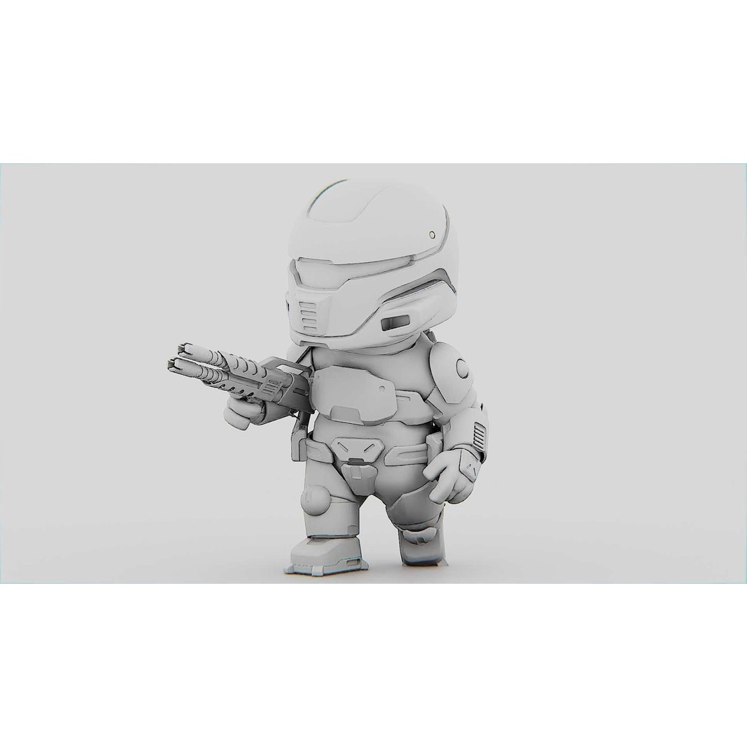 Toon Cyber Trooper-B 3D Model – Rigged Sci-Fi Character for Unity & Unreal Engine - View 36