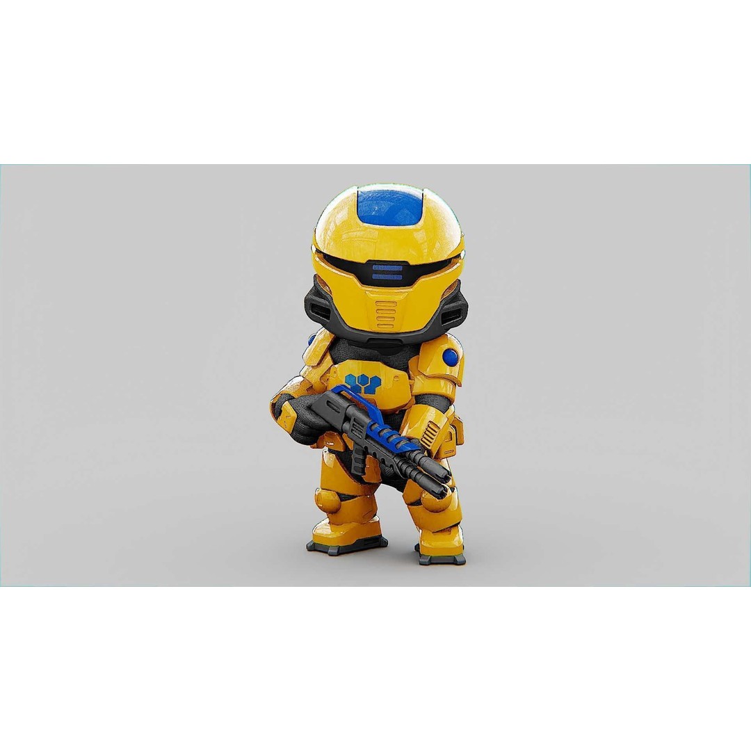 Toon Cyber Trooper-B 3D Model – Rigged Sci-Fi Character for Unity & Unreal Engine - View 4