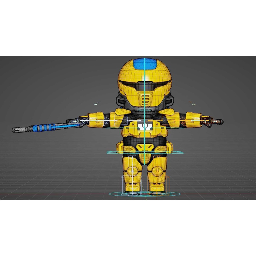 Toon Cyber Trooper-B 3D Model – Rigged Sci-Fi Character for Unity & Unreal Engine - View 40