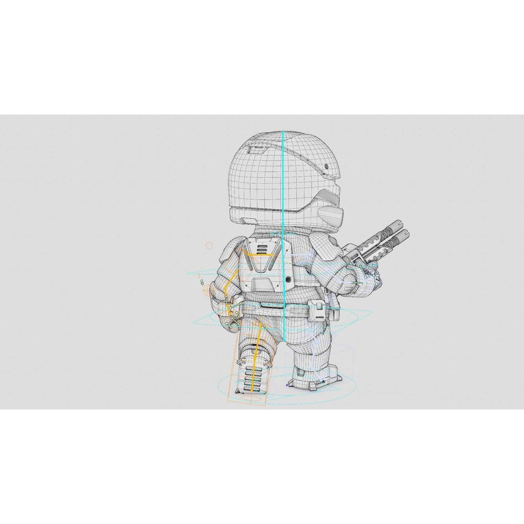 Toon Cyber Trooper-B 3D Model – Rigged Sci-Fi Character for Unity & Unreal Engine - View 42