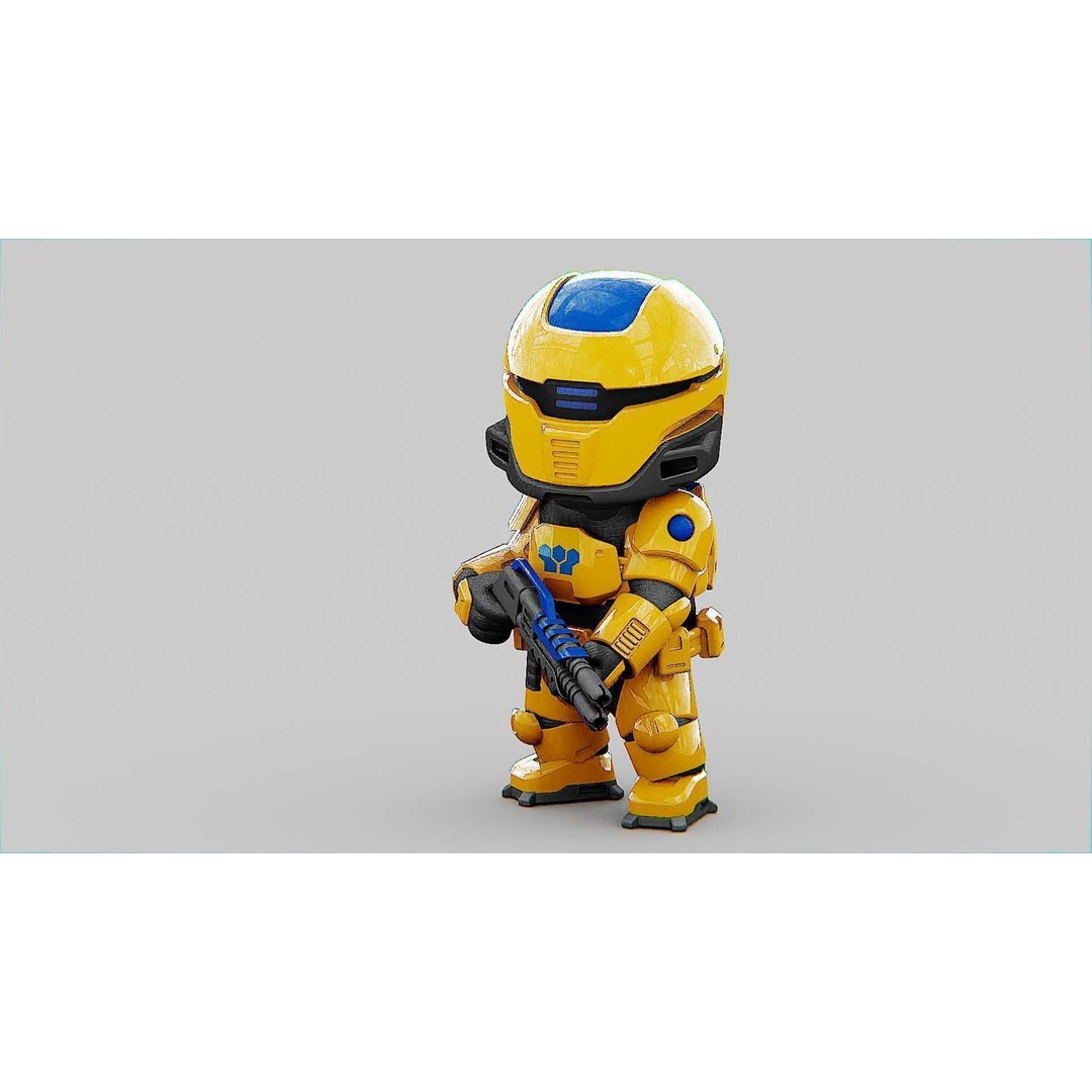 Toon Cyber Trooper-B 3D Model – Rigged Sci-Fi Character for Unity & Unreal Engine - View 5
