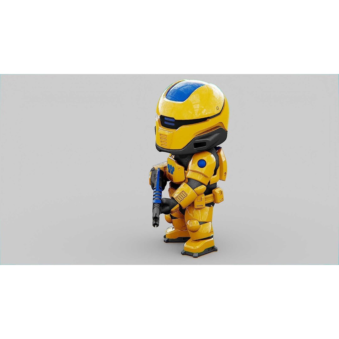 Toon Cyber Trooper-B 3D Model – Rigged Sci-Fi Character for Unity & Unreal Engine - View 6