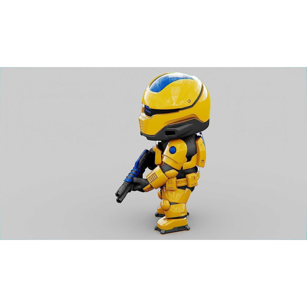 Toon Cyber Trooper-B 3D Model – Rigged Sci-Fi Character for Unity & Unreal Engine - View 7