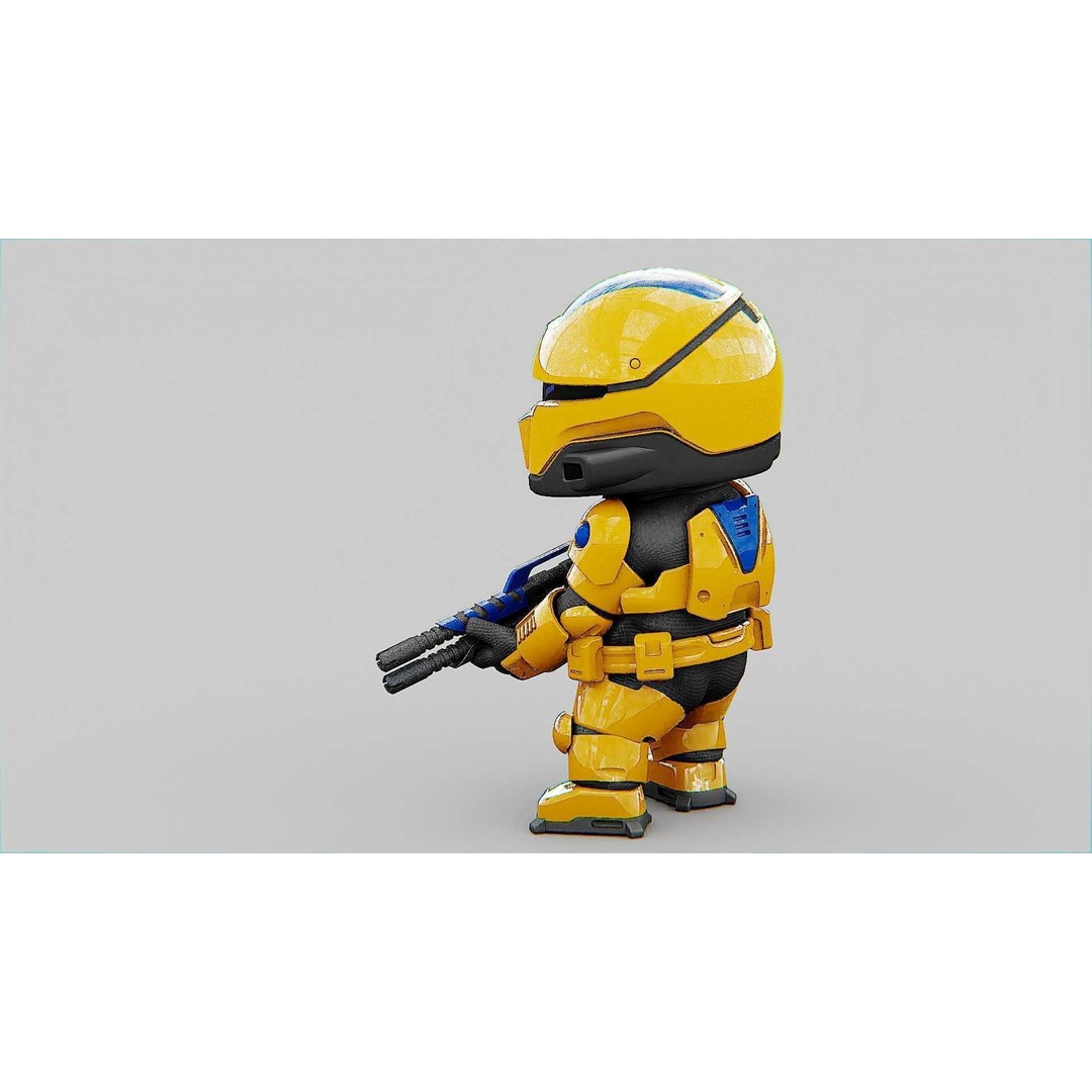 Toon Cyber Trooper-B 3D Model – Rigged Sci-Fi Character for Unity & Unreal Engine - View 8