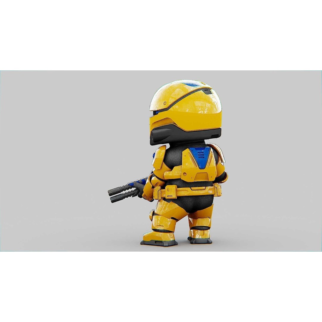 Toon Cyber Trooper-B 3D Model – Rigged Sci-Fi Character for Unity & Unreal Engine - View 9