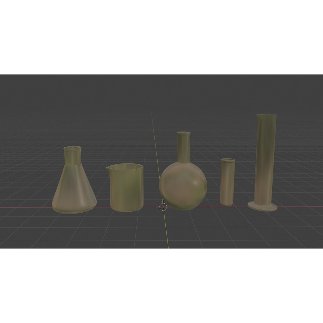 Chemical Elements 3D Model – Low Poly Laboratory Equipment, Blender