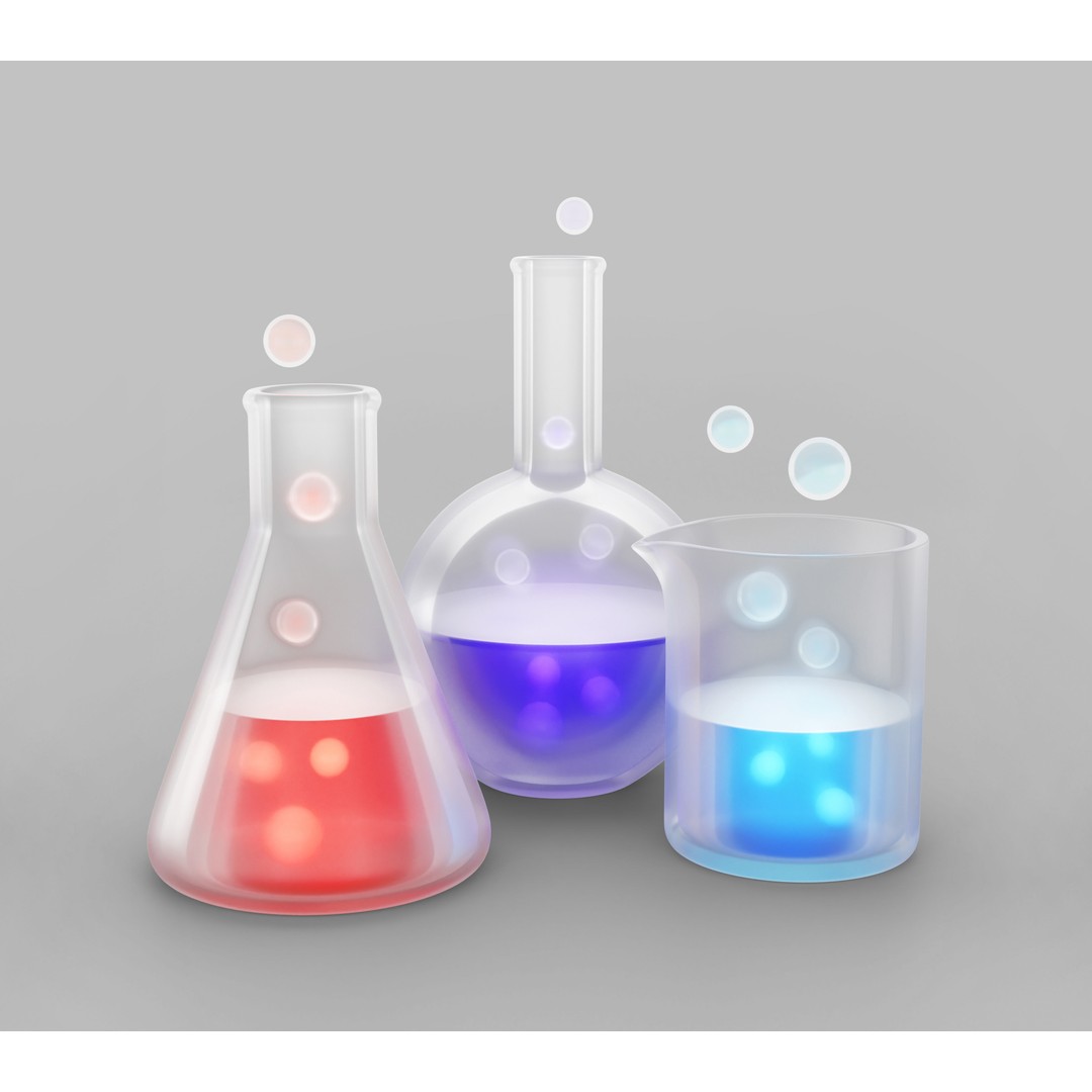 Chemical Elements 3D Model – Low Poly Laboratory Equipment, Blender - View 11