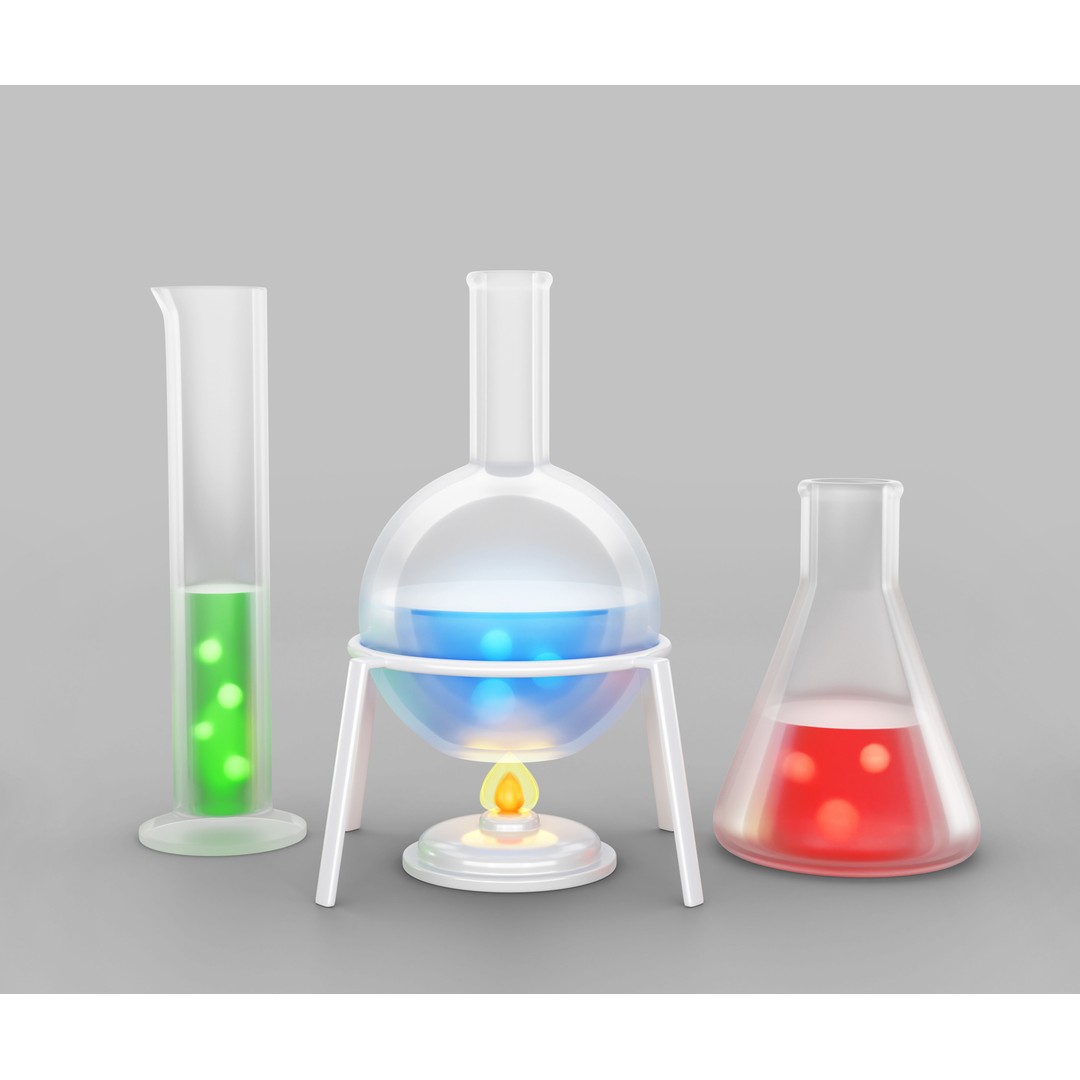 Chemical Elements 3D Model – Low Poly Laboratory Equipment, Blender - View 12