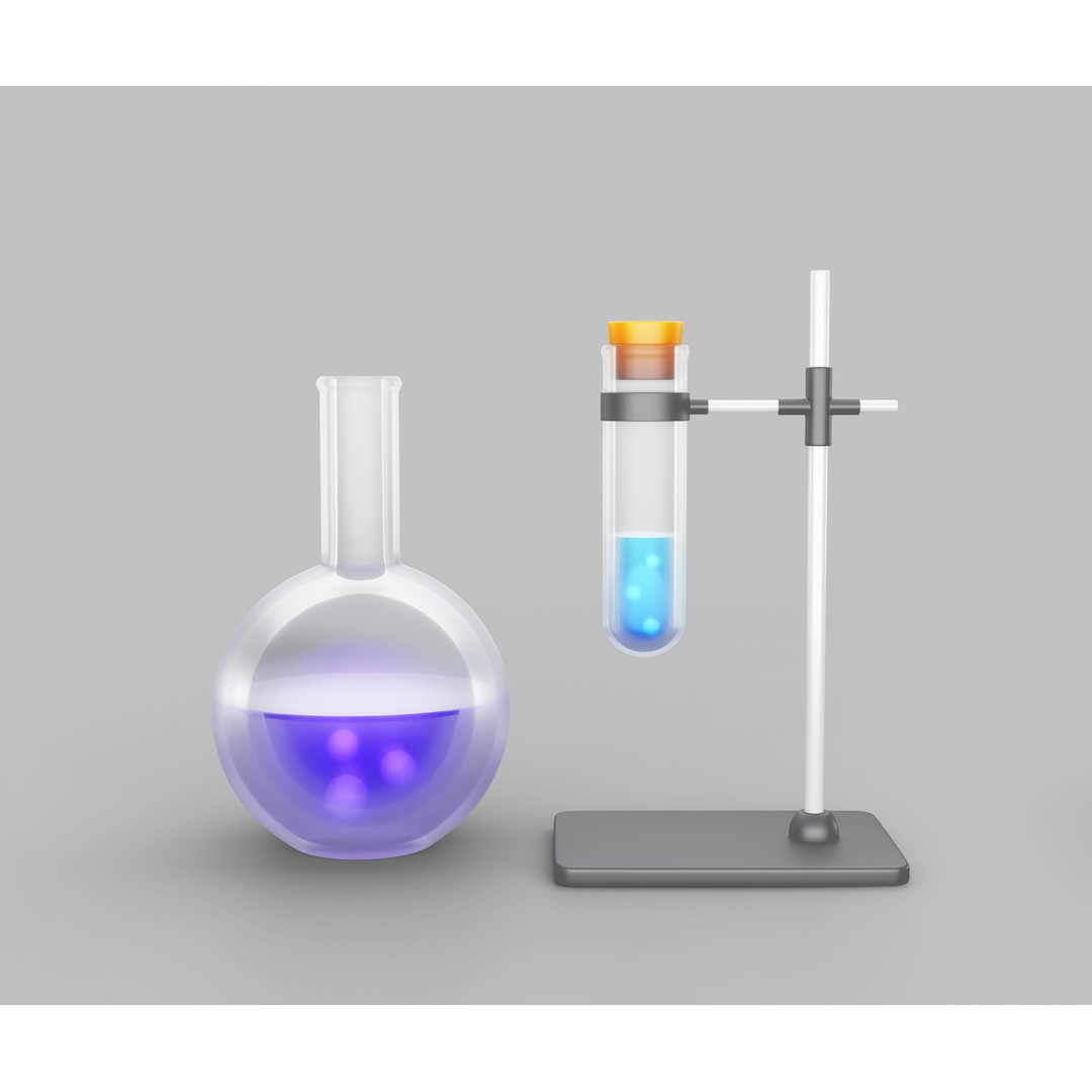 Chemical Elements 3D Model – Low Poly Laboratory Equipment, Blender - View 13