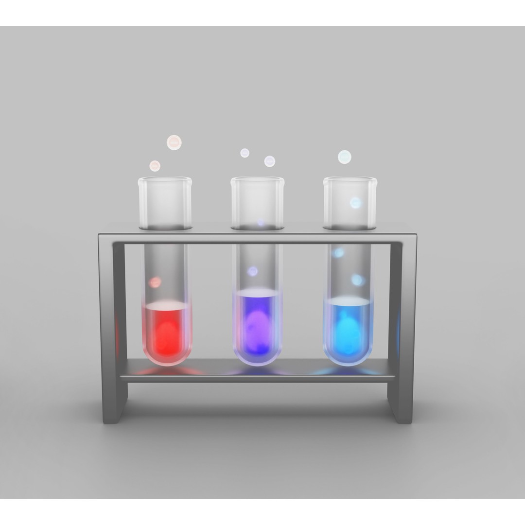 Chemical Elements 3D Model – Low Poly Laboratory Equipment, Blender - View 14