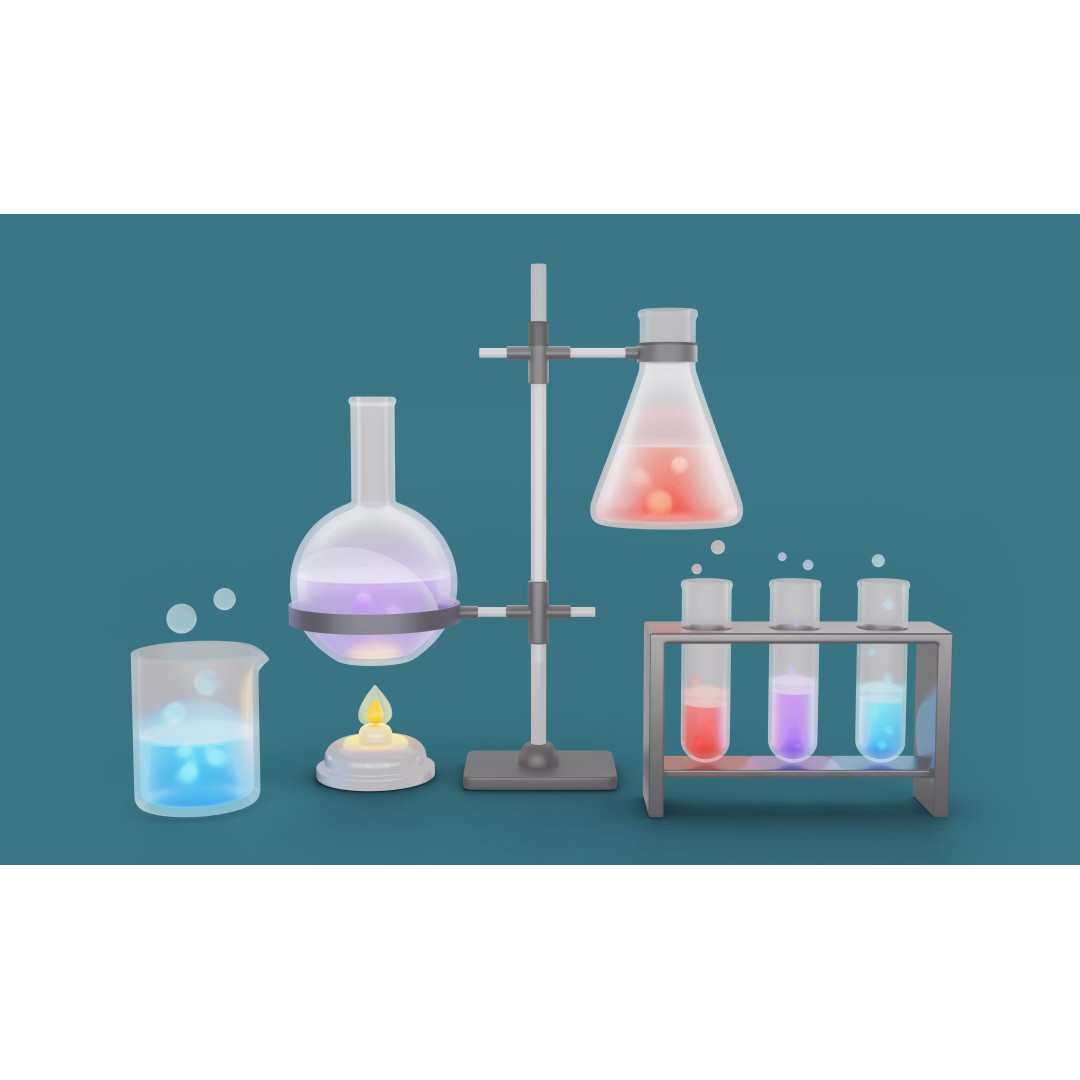 Chemical Elements 3D Model – Low Poly Laboratory Equipment, Blender - View 2