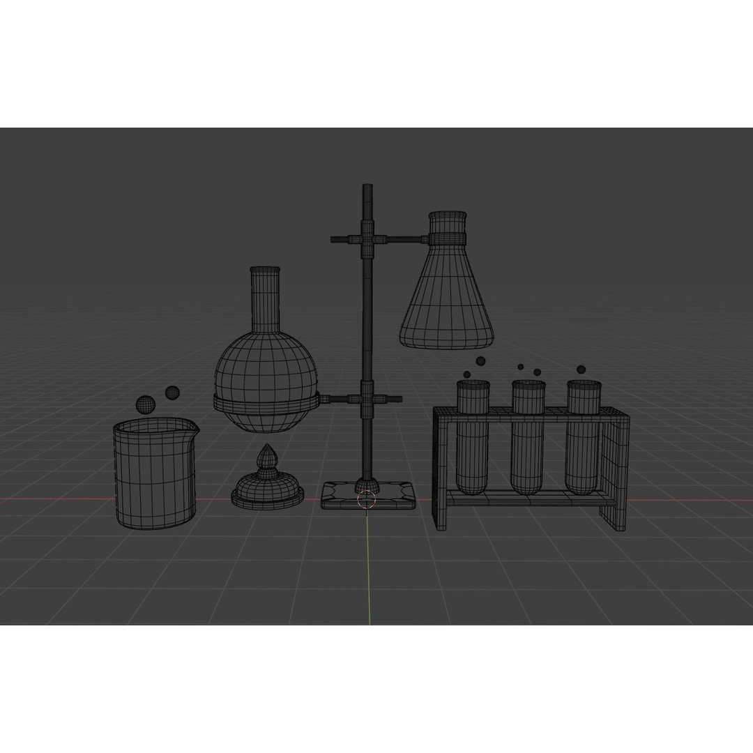 Chemical Elements 3D Model – Low Poly Laboratory Equipment, Blender - View 4