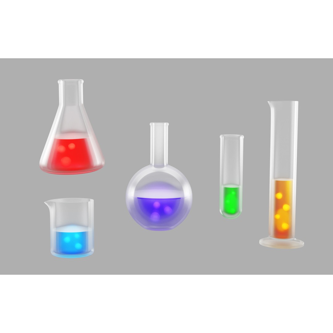 Chemical Elements 3D Model – Low Poly Laboratory Equipment, Blender - View 5
