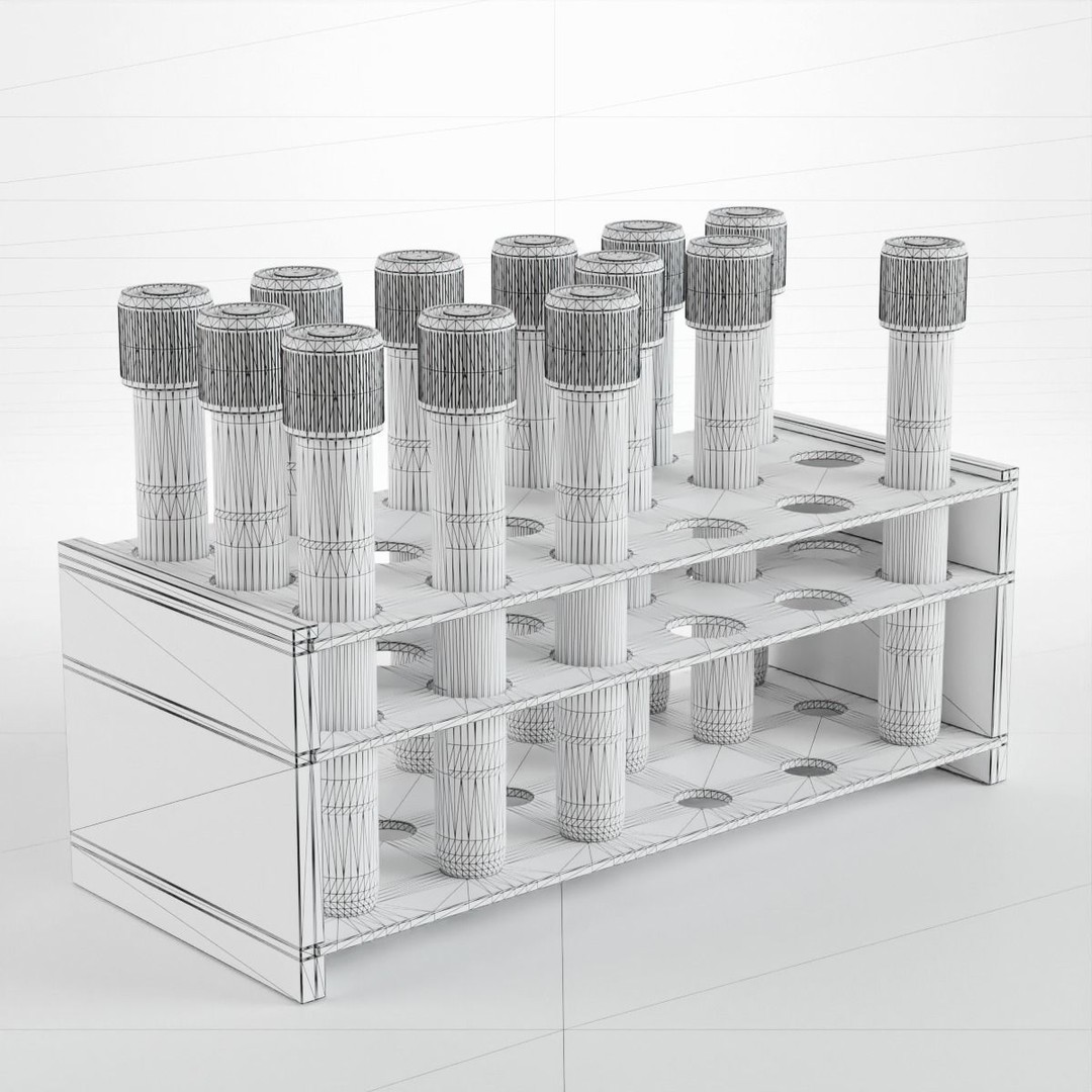 Covid-19 Test Tube Rack 3D Model – Low Poly PBR Lab Asset, FBX - View 3
