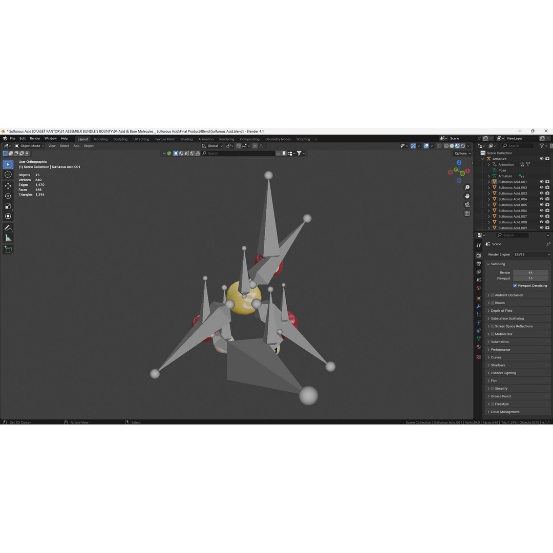 Sulfurous Acid 3D Model – Low Poly Animated Science Asset, FBX - View 6