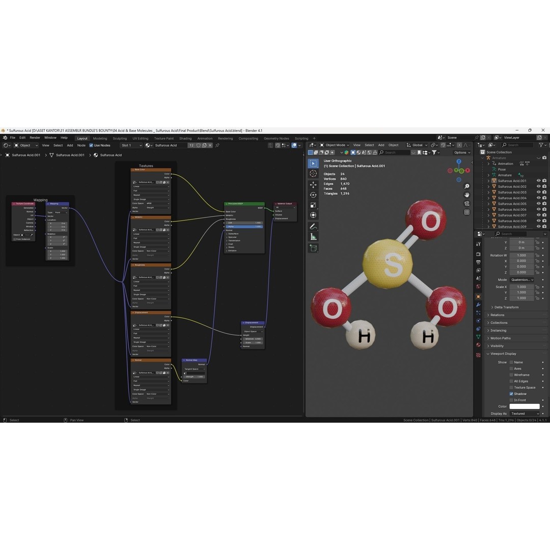 Sulfurous Acid 3D Model – Low Poly Animated Science Asset, FBX - View 7