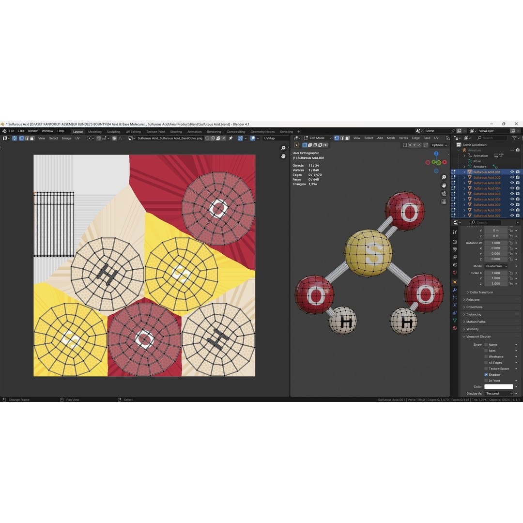 Sulfurous Acid 3D Model – Low Poly Animated Science Asset, FBX - View 8