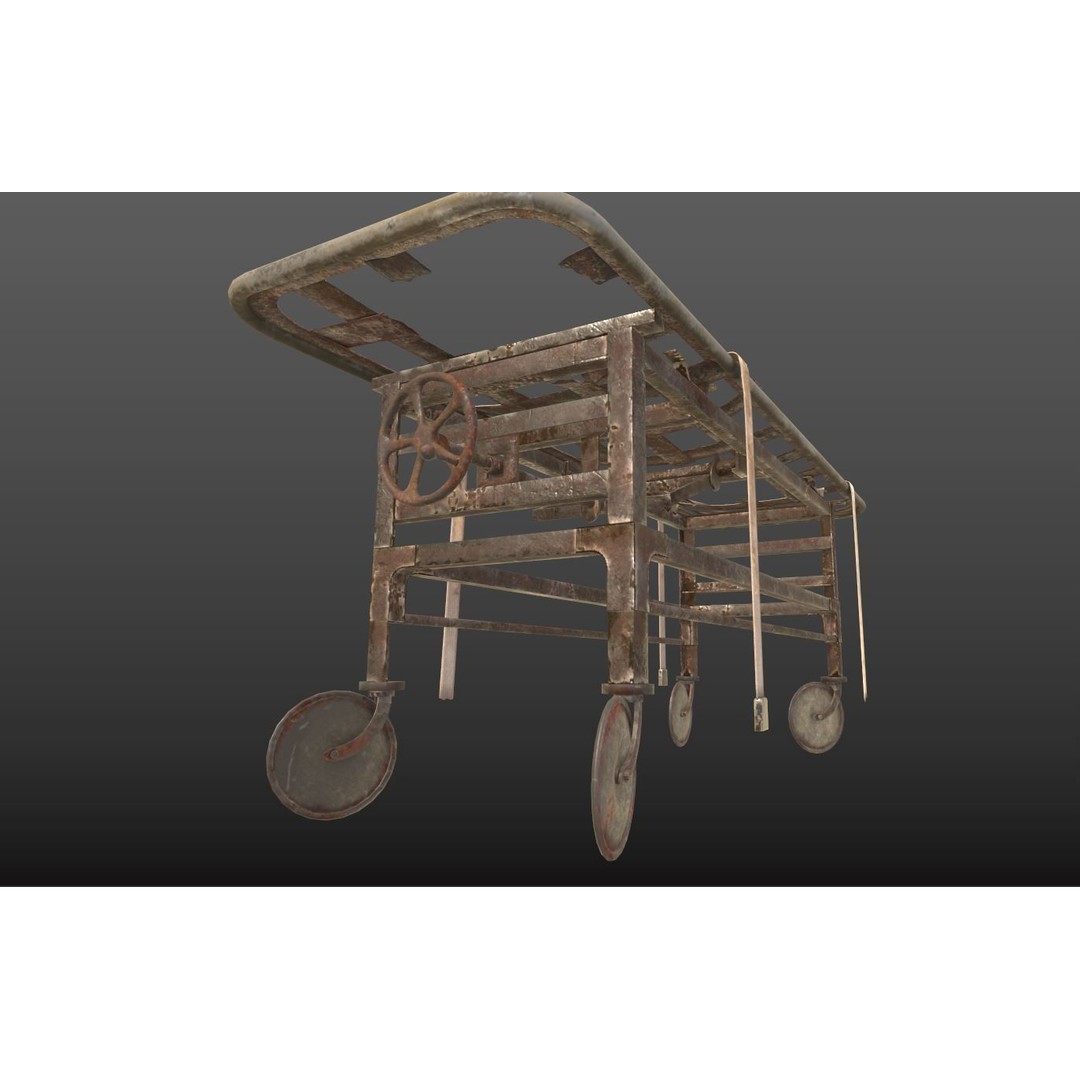 Abandoned Medical Stretcher 3D Model – Realistic PBR Asset, FBX, OBJ - View 10