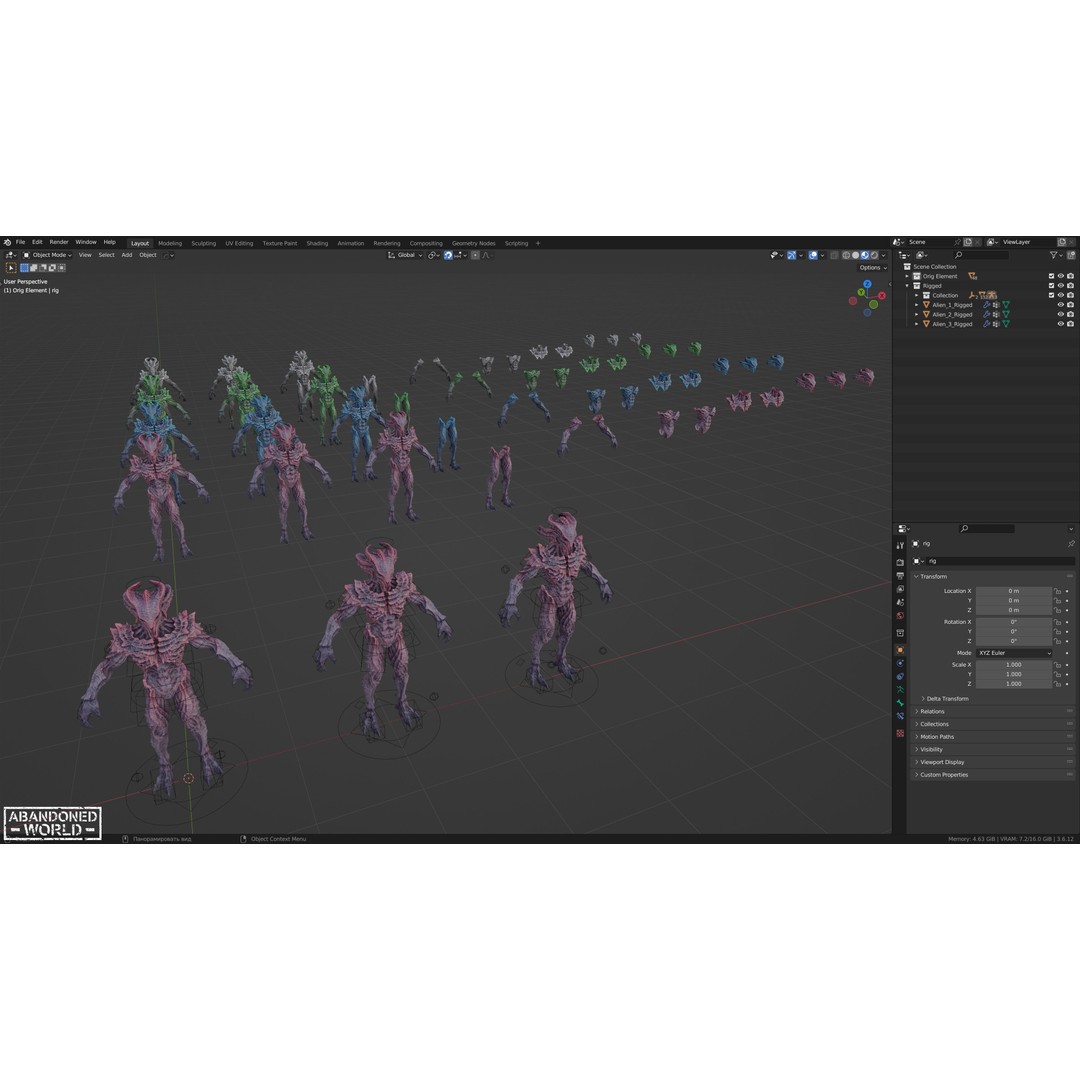 Alien 3D Model – Low Poly Game Ready Character, FBX, PBR - View 18