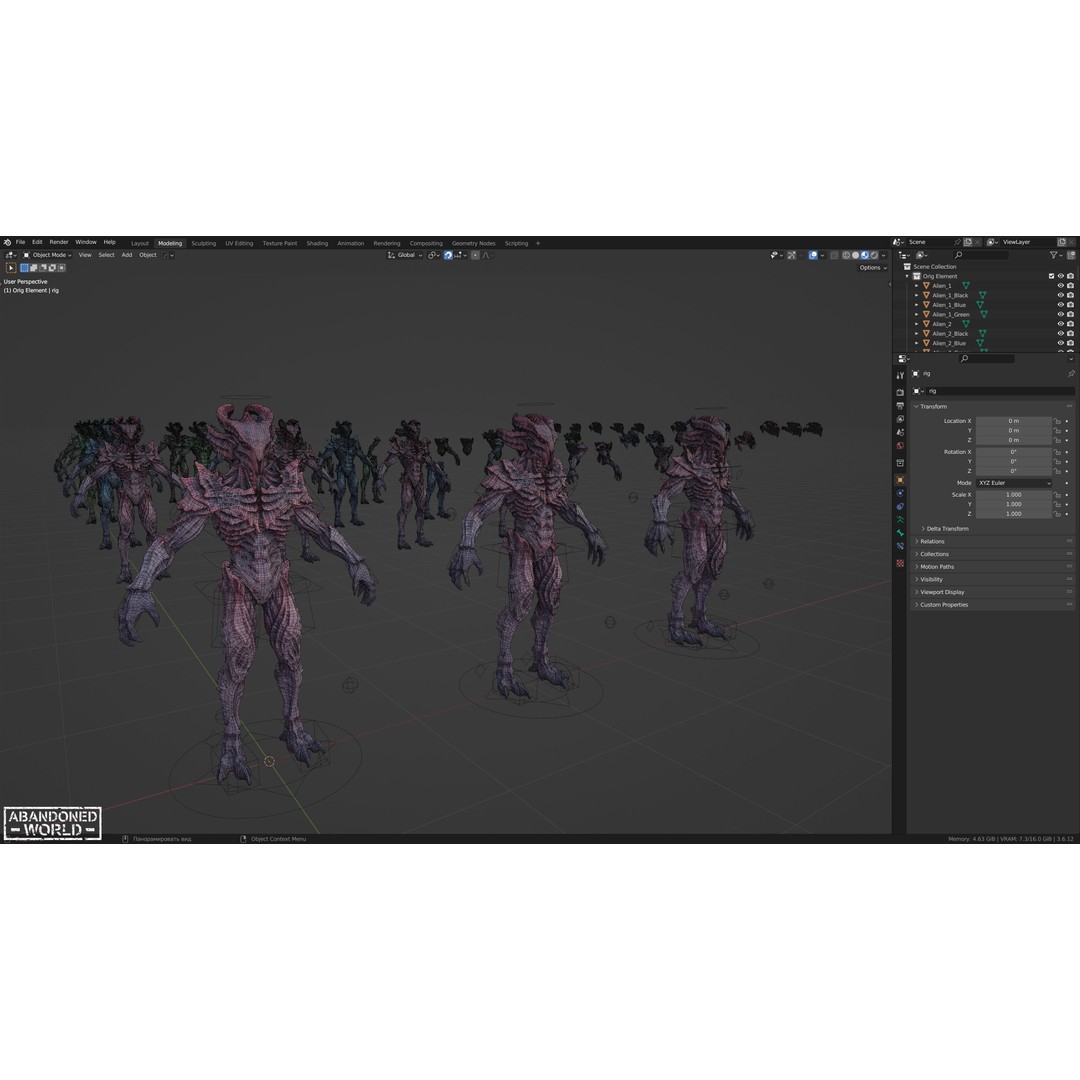 Alien 3D Model – Low Poly Game Ready Character, FBX, PBR - View 19