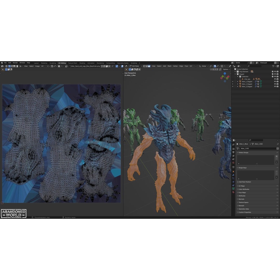 Alien 3D Model – Low Poly Game Ready Character, FBX, PBR - View 21