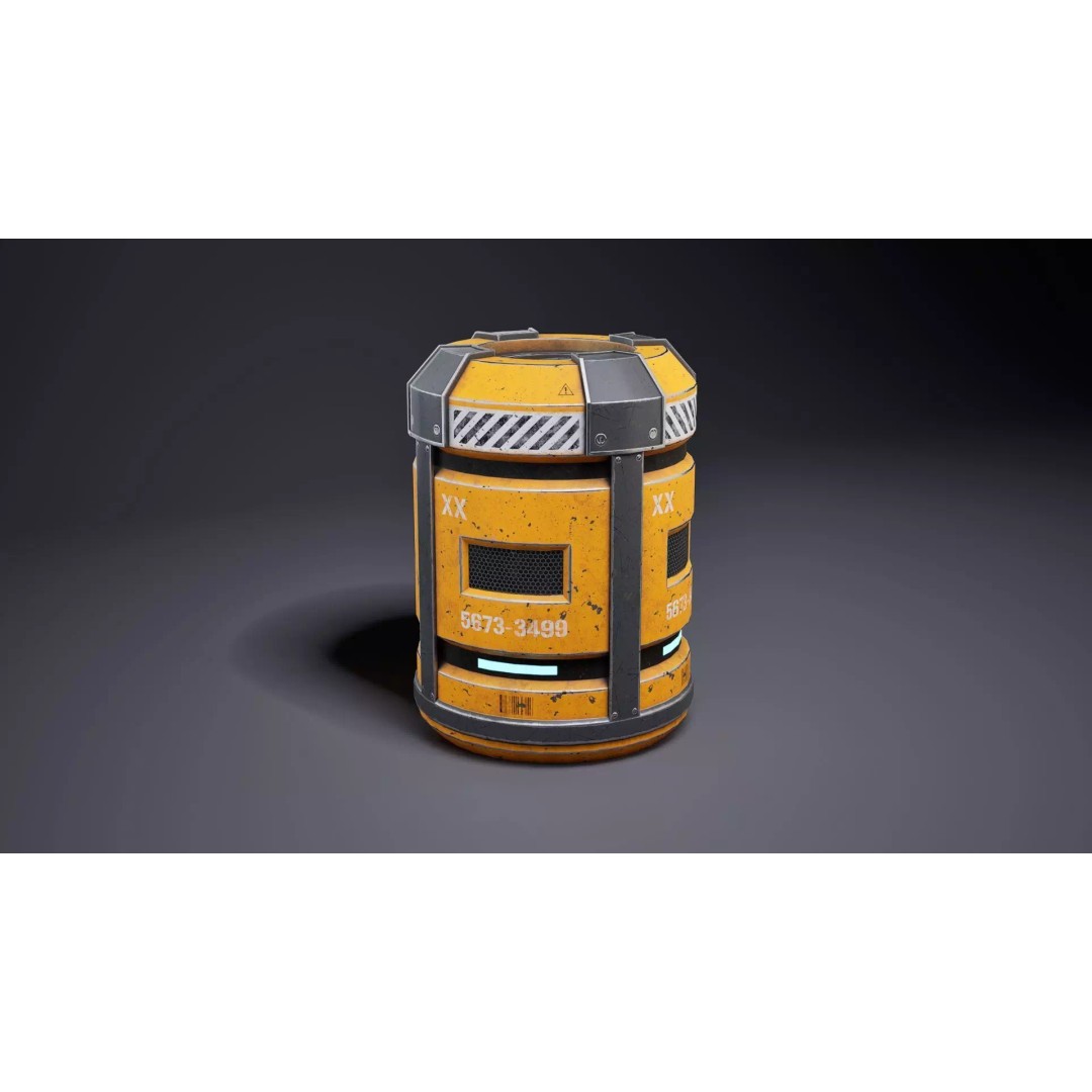 Sci-Fi Supply Tank 3D Model – Low Poly Game Asset, PBR Textures - View 17