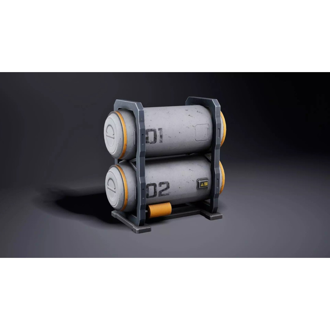 Sci-Fi Supply Tank 3D Model – Low Poly Game Asset, PBR Textures - View 25