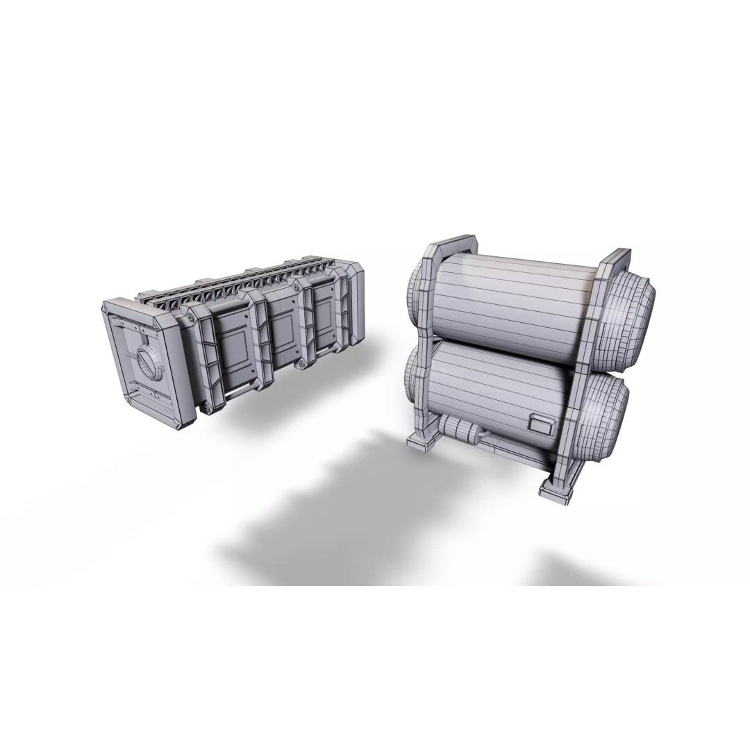 Sci-Fi Supply Tank 3D Model – Low Poly Game Asset, PBR Textures - View 29