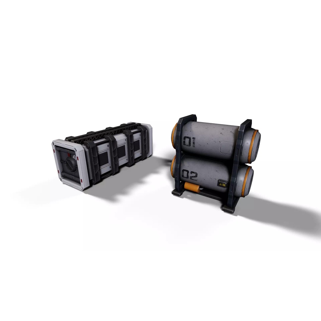 Sci-Fi Supply Tank 3D Model – Low Poly Game Asset, PBR Textures - View 6