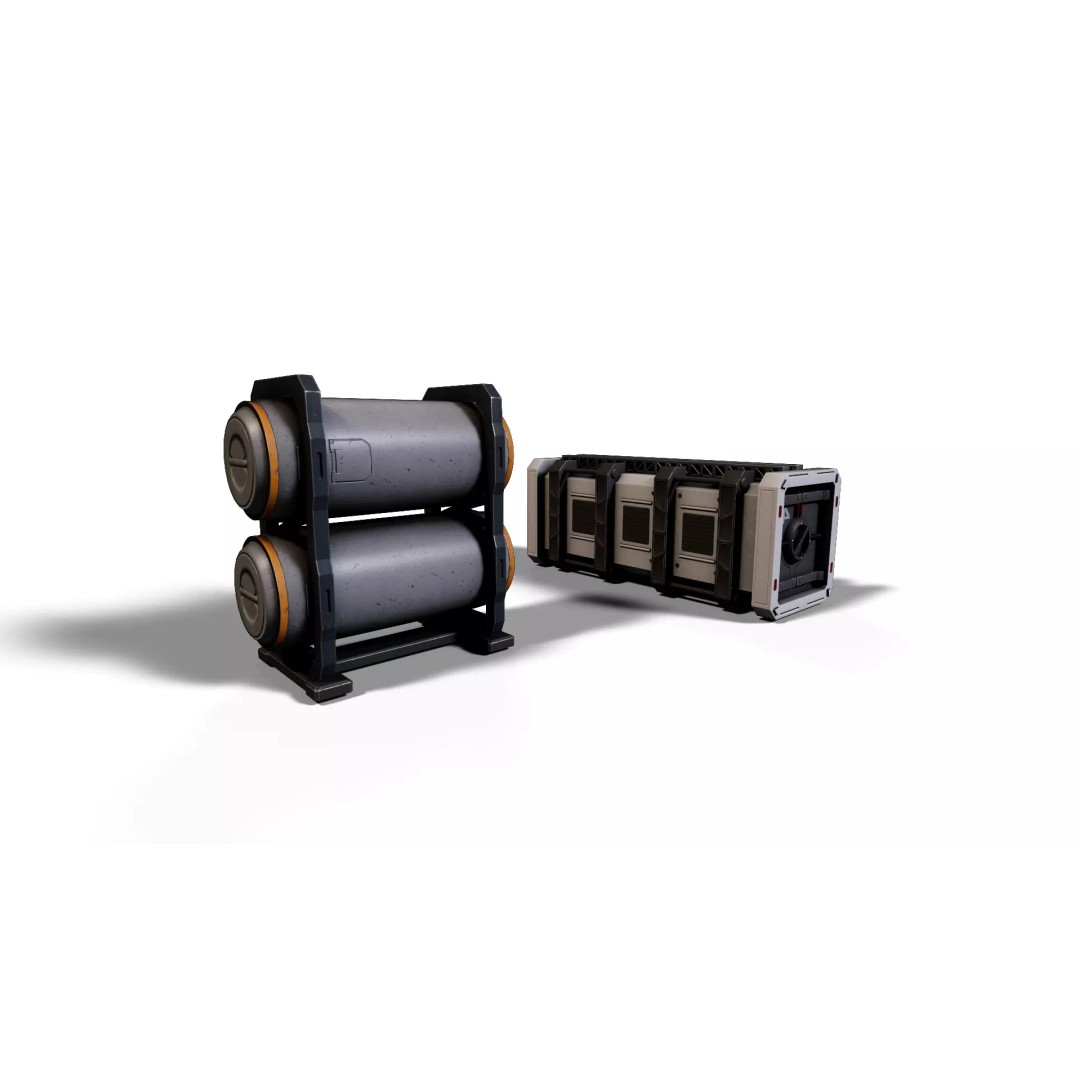 Sci-Fi Supply Tank 3D Model – Low Poly Game Asset, PBR Textures - View 7
