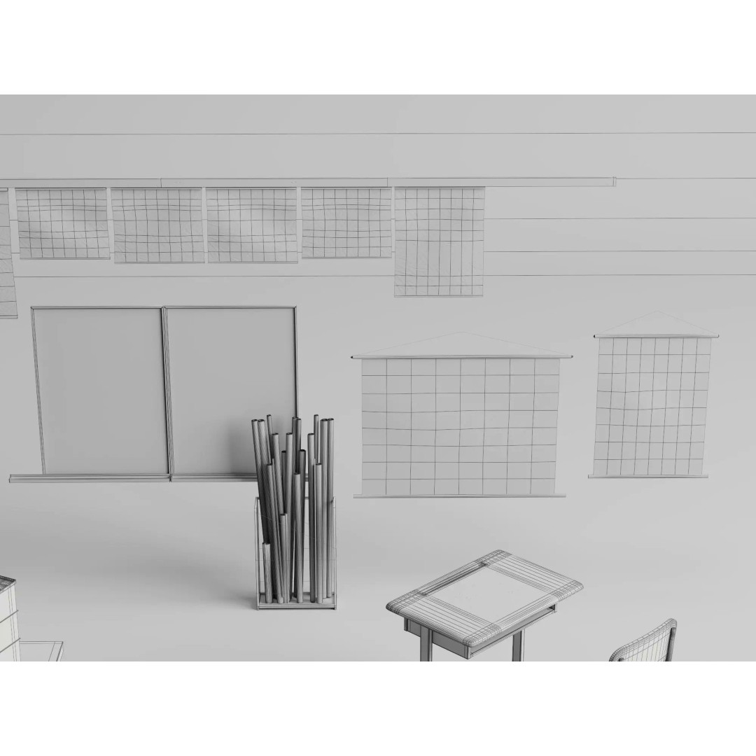 Vintage Science Lab 3D Model – Low Poly Classroom Props, FBX/OBJ - View 13