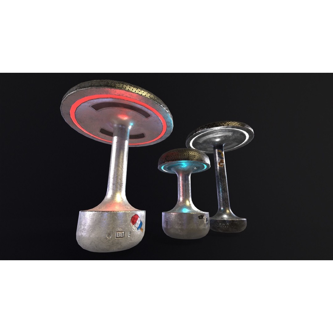 Sci-Fi Lamps 3D Model – Low-Poly PBR Asset, FBX & OBJ Formats