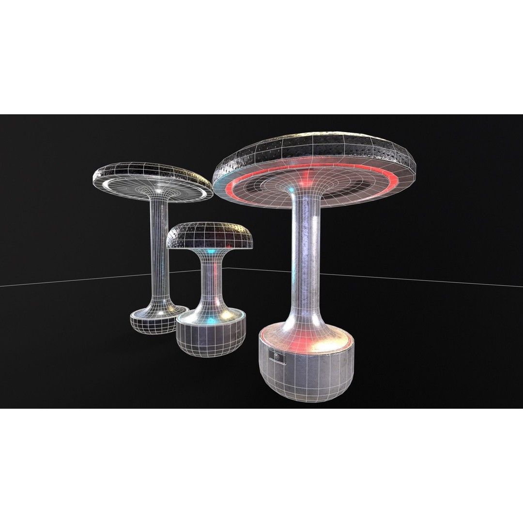 Sci-Fi Lamps 3D Model – Low-Poly PBR Asset, FBX & OBJ Formats - View 11