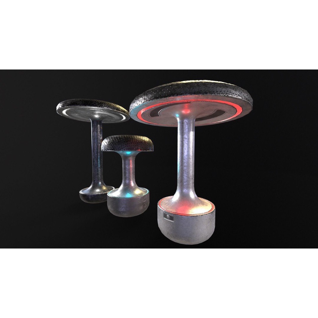 Sci-Fi Lamps 3D Model – Low-Poly PBR Asset, FBX & OBJ Formats - View 12