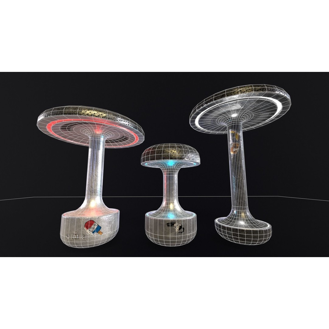 Sci-Fi Lamps 3D Model – Low-Poly PBR Asset, FBX & OBJ Formats - View 13
