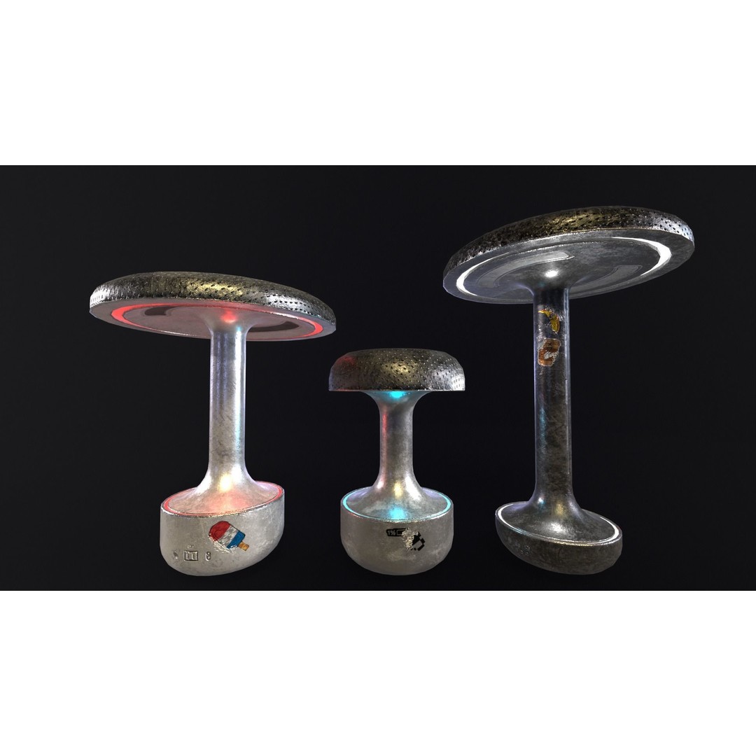 Sci-Fi Lamps 3D Model – Low-Poly PBR Asset, FBX & OBJ Formats - View 14