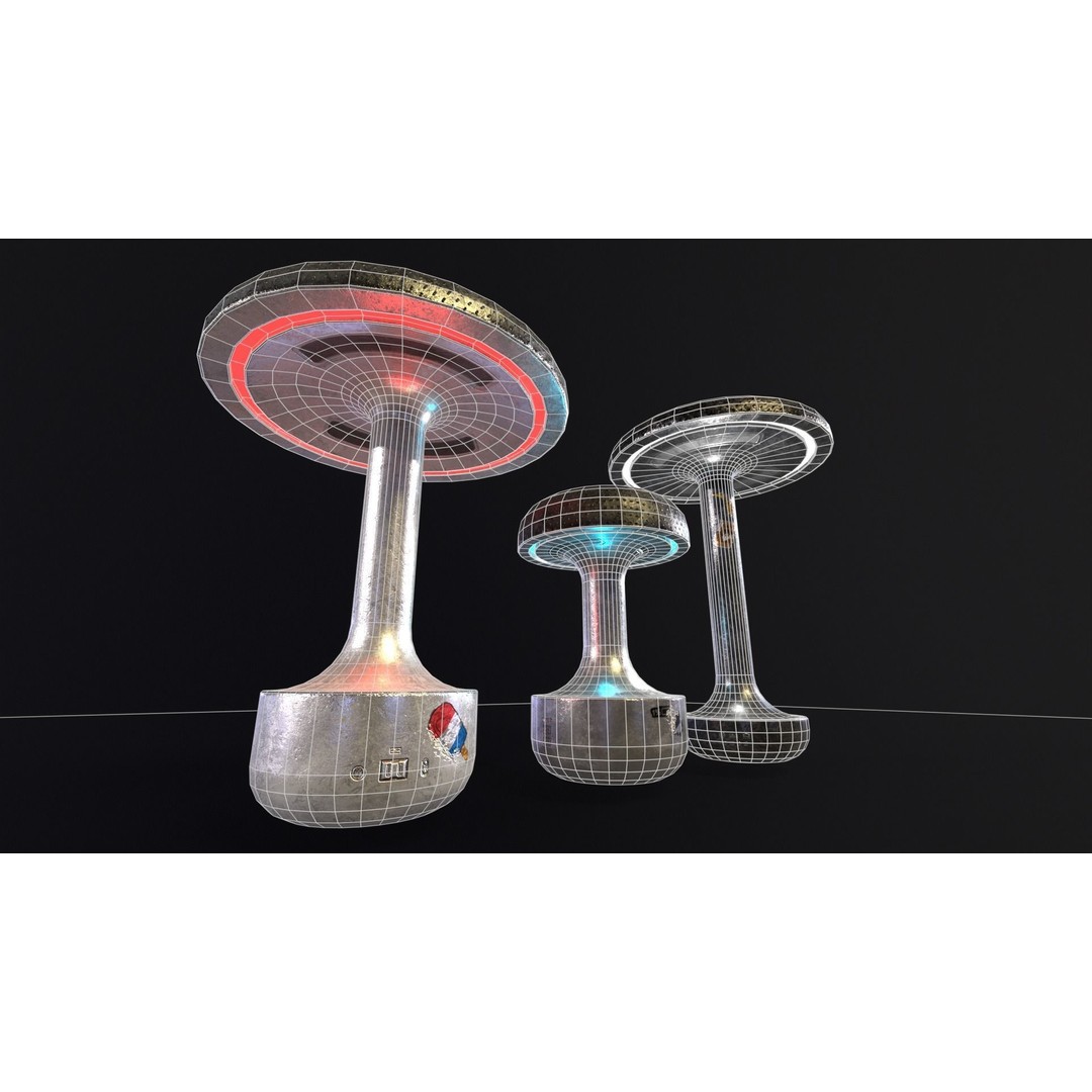 Sci-Fi Lamps 3D Model – Low-Poly PBR Asset, FBX & OBJ Formats - View 15