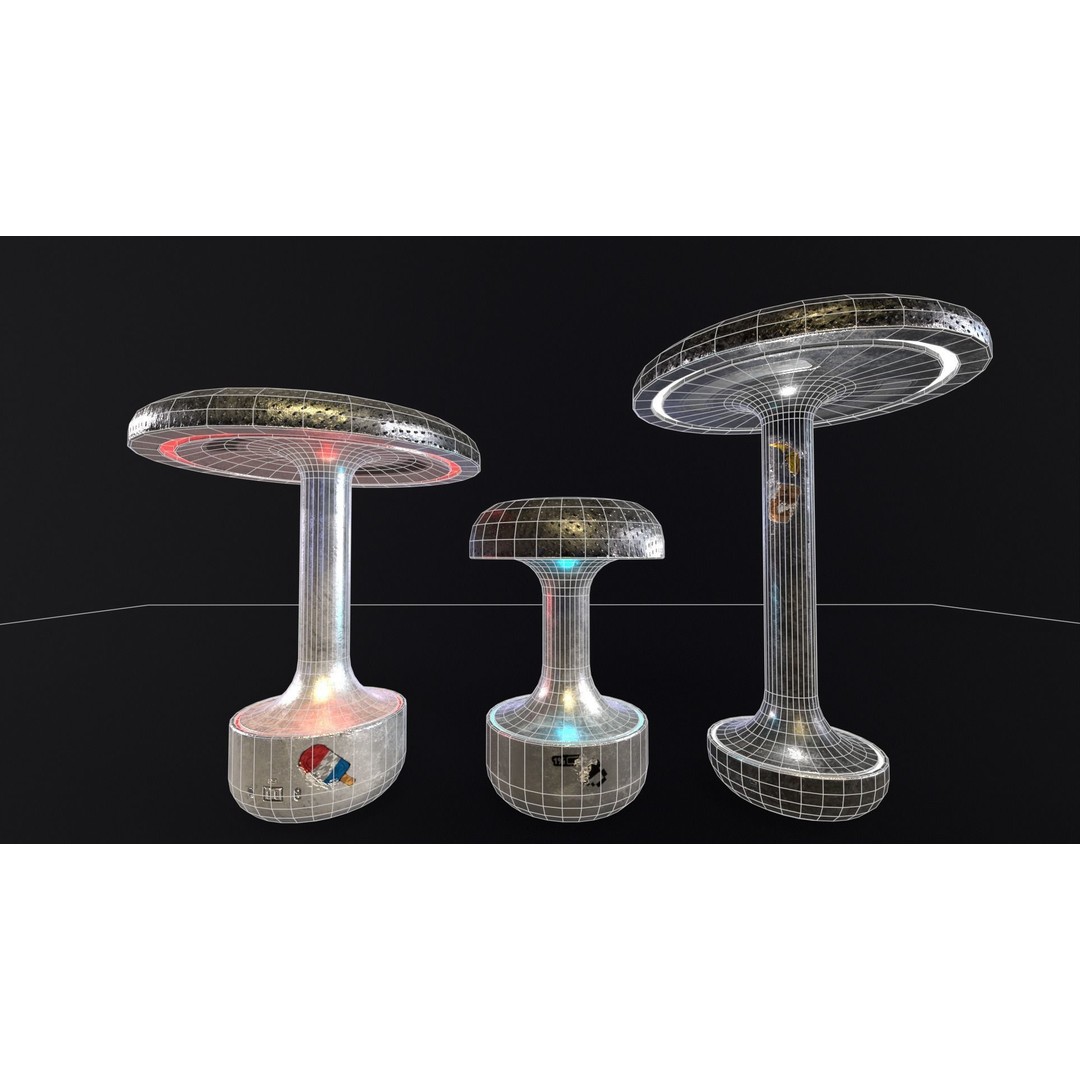 Sci-Fi Lamps 3D Model – Low-Poly PBR Asset, FBX & OBJ Formats - View 3