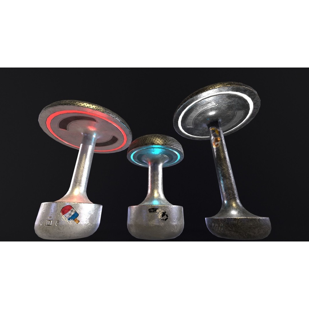Sci-Fi Lamps 3D Model – Low-Poly PBR Asset, FBX & OBJ Formats - View 4