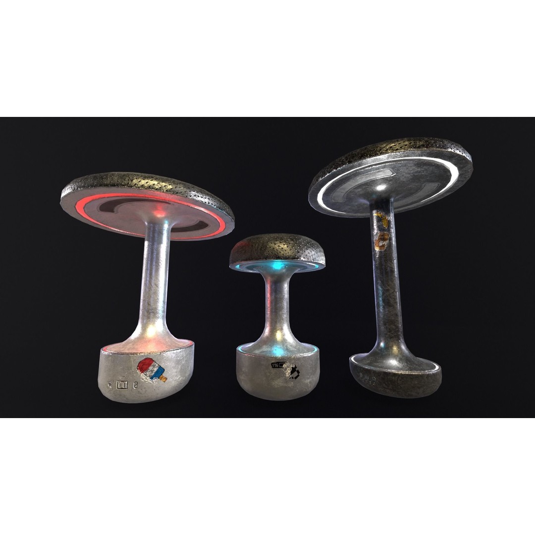Sci-Fi Lamps 3D Model – Low-Poly PBR Asset, FBX & OBJ Formats - View 5